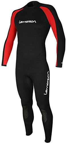 Lemorecn Mens Wetsuits Jumpsuit Neoprene 3/2mm Full Body Diving Suit (3031redM)