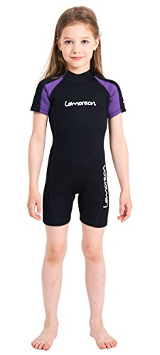 Lemorecn Wetsuits Youth Premium Neoprene 2mm Youth’s Shorty Swim Suits (4021purple8)