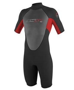 O’Neill Youth Reactor 2mm Back Zip Spring Wetsuit, Black/Red/Black, 12