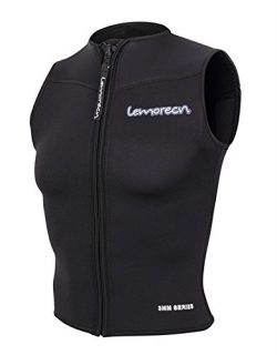 Lemorecn Women Wetsuits Top Premium Neoprene 3mm Zipper Diving Vest (2097black6)