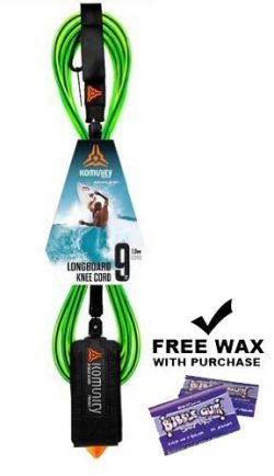 Komunity Project 9′ Lonboard Knee/Calf Surfboard Leash (Green, Tropical Wax)