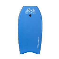 Rising Wave Body Board EPS Core Slick Bottom with Leash for Kids and Adults 37″ Blue