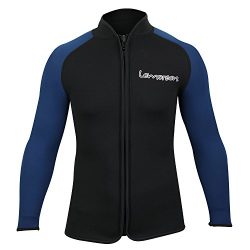 Lemorecn Adult’s 3mm Wetsuits Jacket Long Sleeve Neoprene Wetsuits Top (2031blackblueM)