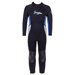 Seavenger 3mm Kids Full Body Wetsuit with Knee Pads for Surfing, Snorkeling, Swimming (Ocean Blu ...