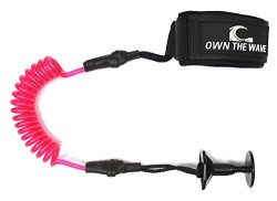 Own the Wave Bodyboard Coiled Leash with Leash Plug – Bright Pink