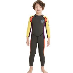 Dark Lightning Kids Wetsuit Full Thermal Suit, Boys Neoprene One Piece Fishing Suits, 2mm Long S ...