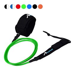 ABAHUB Surfboard Leash SUP Legrope Premium straight 6 feet light green 5.5 mm thick