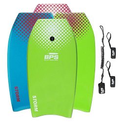 BPS 41″ Green w/White Dots Bodyboard with Leash and Fin Tethers v2018