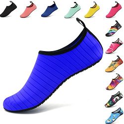 VIFUUR Water Sports Shoes Barefoot Quick-Dry Aqua Yoga Socks Slip-on for Men Women Kids Blue-42/43