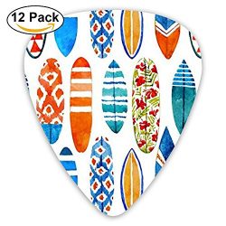 JSYAGSJ Guitar Picks Variety Pack For Electric Guitar Printed Watercolor Surfboards Pattern 12 Pack