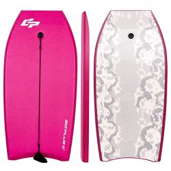 Goplus 41 inch Super Bodyboard Body Board EPS Core, IXPE Deck, HDPE Slick Bottom with Leash, Lig ...