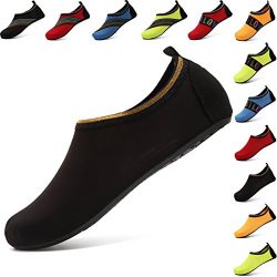 VIFUUR Water Sports Shoes Barefoot Quick-Dry Aqua Yoga Socks Slip-on for Men Women Kids SoidBlac ...