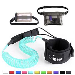 Unigear Premium 10′ Coiled SUP Leash (11 Colors) Inflatable Paddle Board Leash with Waterp ...