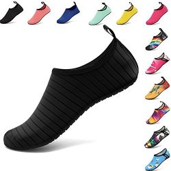 VIFUUR Water Sports Shoes Barefoot Quick-Dry Aqua Yoga Socks Slip-on for Men Women Kids Black-42/43