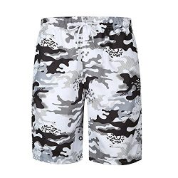 Summer Hawaiian Men Camo Print Drawstring Pocket Beach Surf Board Shorts/L