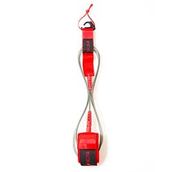 FCS Longboard Surfboard Leash 9′ Ankle (Red, 9′ Ankle)