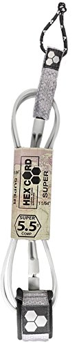 Channel Islands Surfboards Super Comp Surfboard Leash, Grey Cuff/Grey Hex Cord, 5.5′