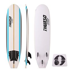 THURSO SURF Aero 7′ Soft Top Surfboard Package Includes Three Fins Double Stainless Steel  ...