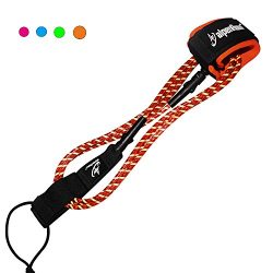 A ALPENFLOW Surfboard Leash 7mm Premium 7’ Straight Leash with Double Stainless Steel Swivels an ...