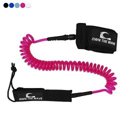 Own the Wave 10′ Coiled SUP Leash (Double Swivels) – Pink