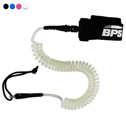 BPS 10′ Ultralite Coiled SUP Leash (Double Swivels) – Clear White