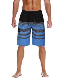 Nonwe Men’s Swimwear Holiday Drawstring Quick Dry Striped Board Shorts Blue Striped 36