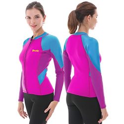 Goldfin Wetsuit Top Jacket Neoprene for Women 2mm Long Sleeves Front Zip Diving Snorkeling Surfi ...