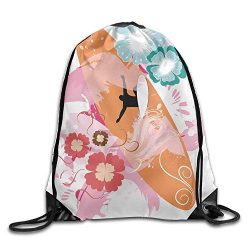 Flowers Surfboard Unisex Home Gym Sack Bag Sport Drawstring Backpack Bag