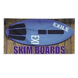 Skim Boards Outdoor Fence Sign Vinyl Windproof Mesh Banner With Grommets – 2ftx3ft, 4 Grommets