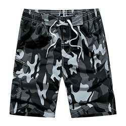 DAFENGEA Men’s Summer Beach Swim Trunks Casual Quick Dry Surf Board Shorts,STK1001-Grey Ca ...