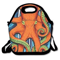 Octopus Surfboard Lunch Bag Lunch Tote Lunch Pouch Handbag Made For Women, Men And Kids