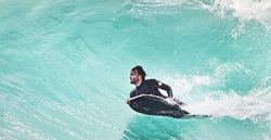 Black Marlin Lightweight Bodyboard (Boogie & Surf Board) w/Ankle Leash Belt and Slick Bottom ...