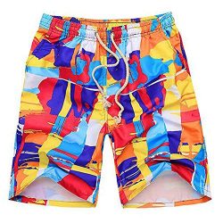 Luxsea Men Swimming Pants Surf Board Shorts Casual Swim Shorts Trunk Swimwear