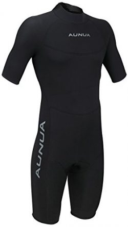 Aunua Men’s 3mm Premium Neoprene Shorty Wetsuits Canoeing Diving Suit(6035 Black XXL)
