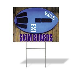 Skim Boards Outdoor Lawn Decoration Corrugated Plastic Yard Sign – 12inx18in, Free Stakes