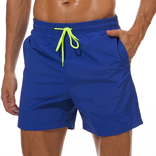 SILKWORLD Men's Swimming Surf Board Shorts Mesh Liner(US M Size-Asian ...